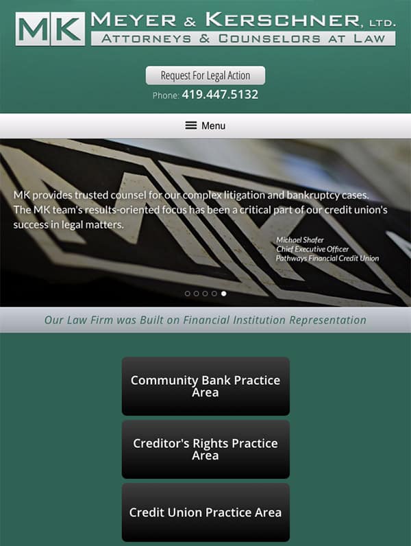 Mobile Friendly Law Firm Webiste for Meyer & Kerschner, Ltd.