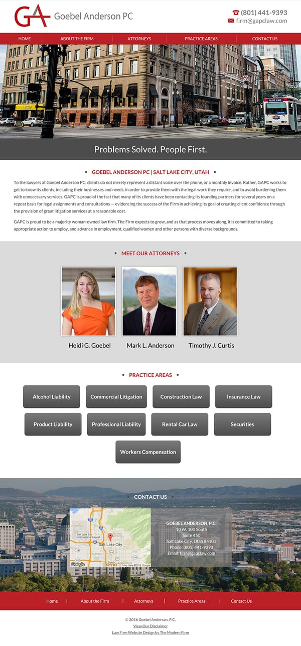 Law Firm Website Design for Goebel Anderson PC