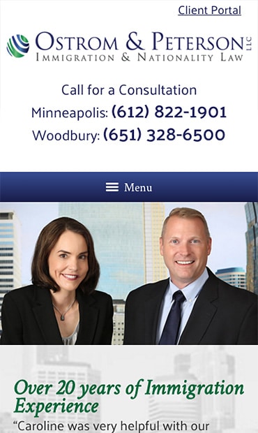 Responsive Mobile Attorney Website for Ostrom & Peterson LLC