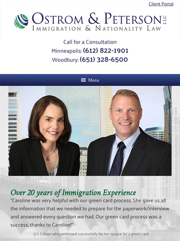 Mobile Friendly Law Firm Webiste for Ostrom & Peterson LLC