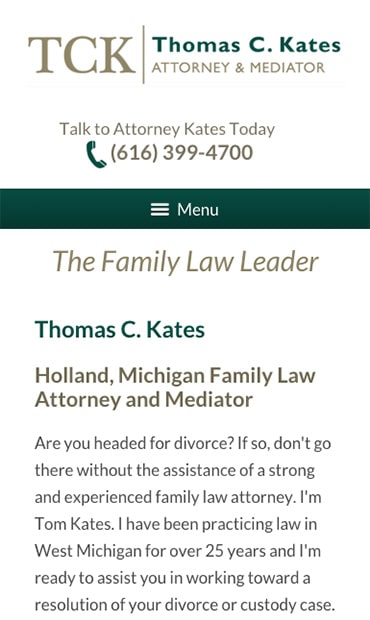 Responsive Mobile Attorney Website for Thomas C. Kates, Attorney & Mediator