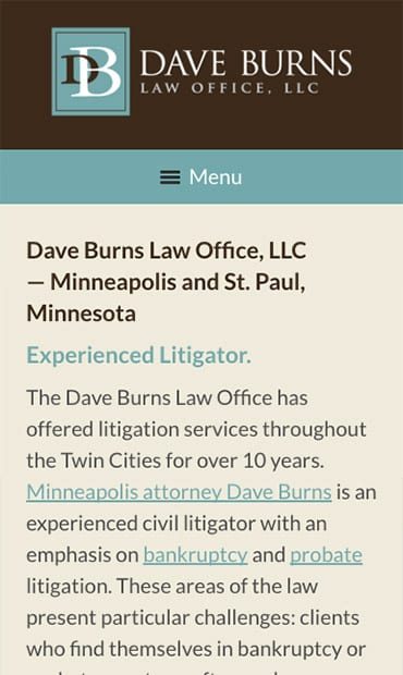 Responsive Mobile Attorney Website for Dave Burns Law