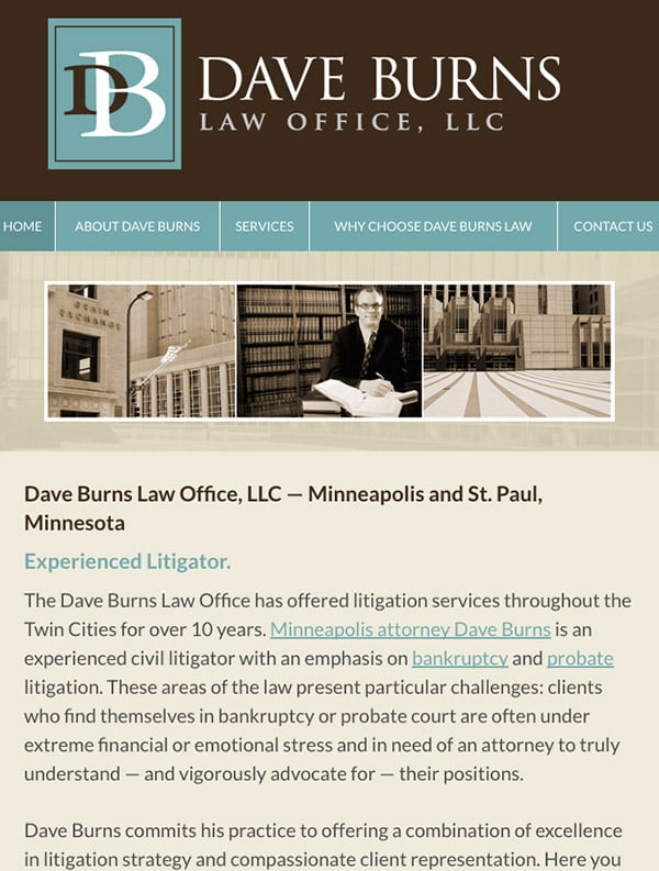 Mobile Friendly Law Firm Webiste for Dave Burns Law