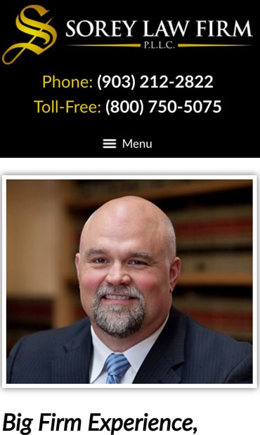 Responsive Mobile Attorney Website for The Sorey Law Firm, PLLC