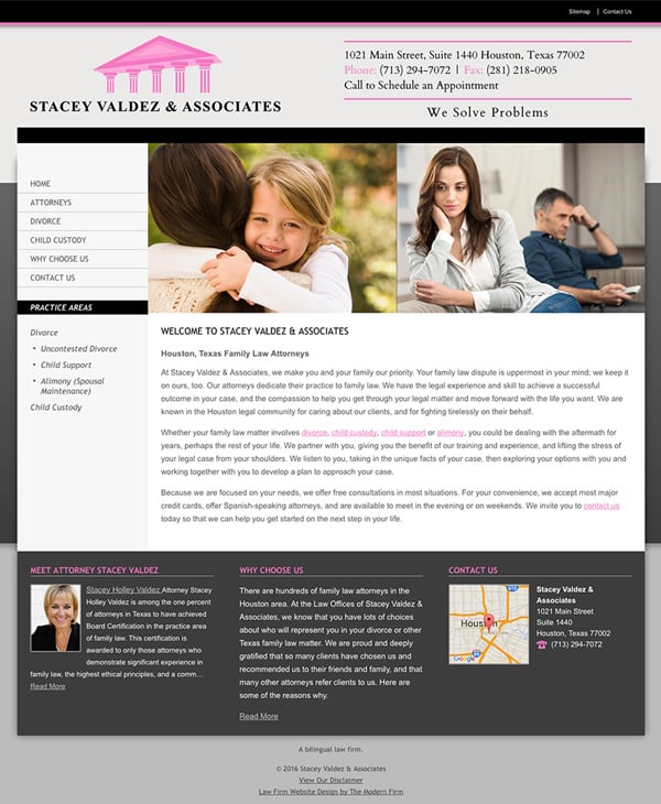 Law Firm Website Design for Stacey Valdez & Associates