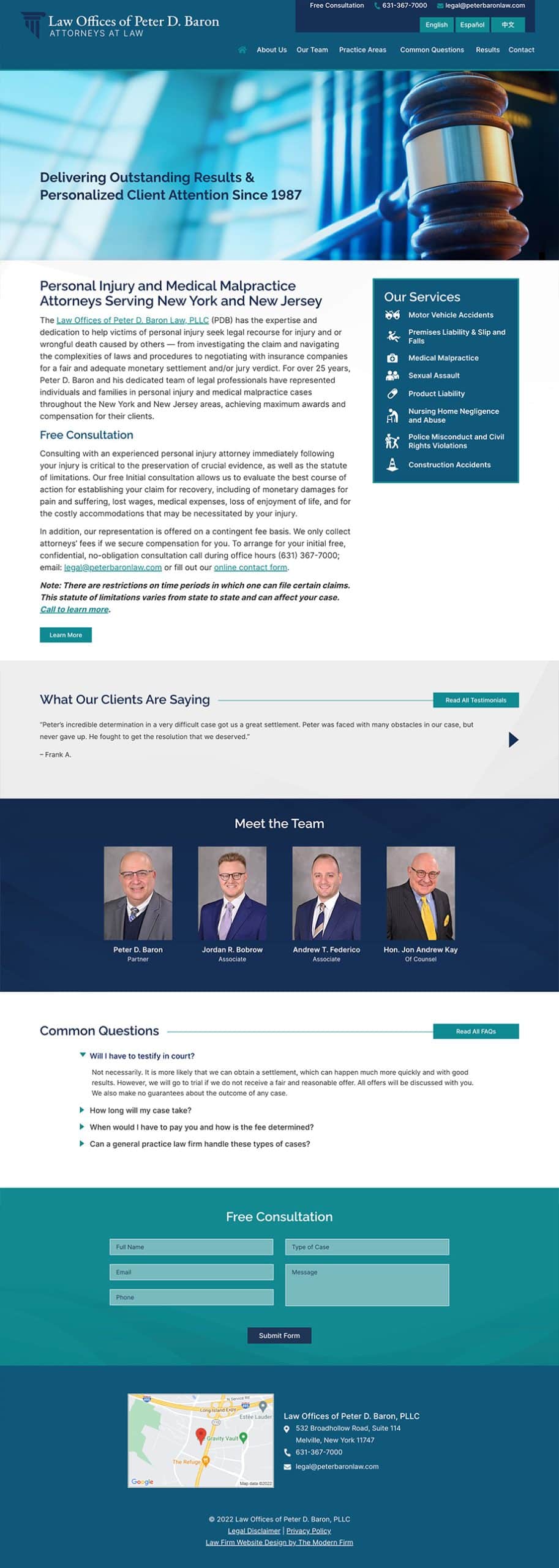 Law Firm Website Design for Law Offices of Peter Baron, PLLC