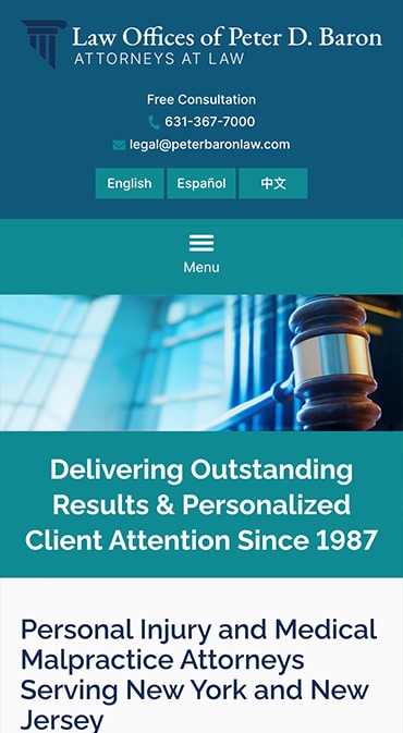 Responsive Mobile Attorney Website for Law Offices of Peter Baron, PLLC