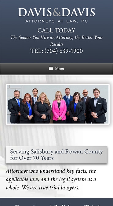 Responsive Mobile Attorney Website for Davis & Davis, Attorneys at Law, PC