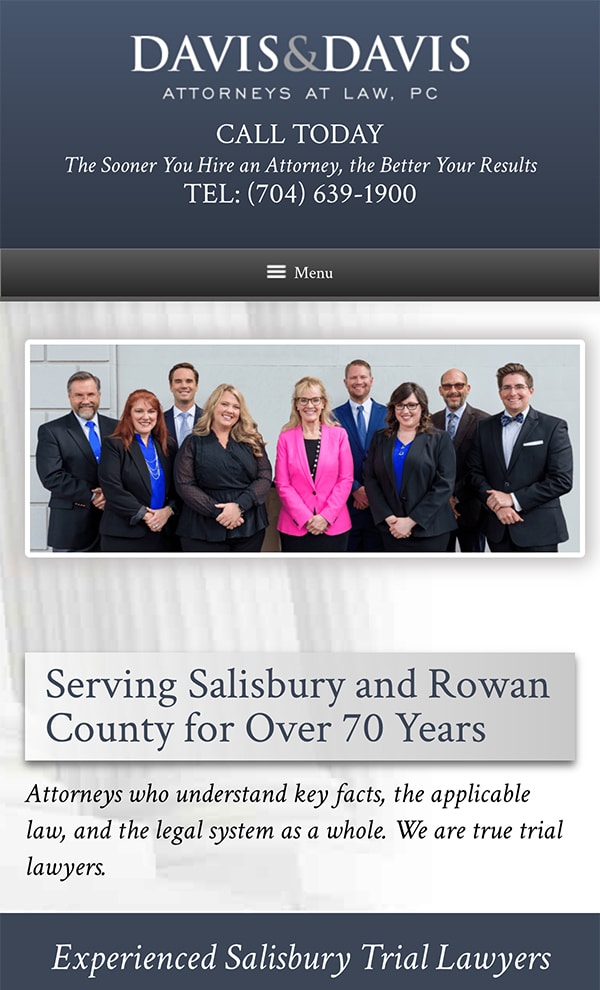 Mobile Friendly Law Firm Webiste for Davis & Davis, Attorneys at Law, PC