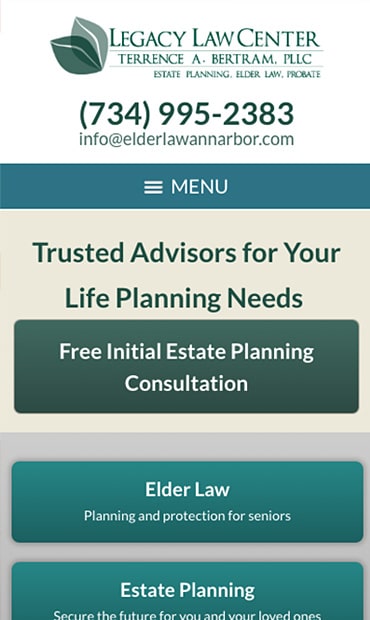 Responsive Mobile Attorney Website for Legacy Law Center