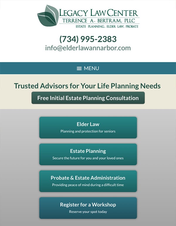 Mobile Friendly Law Firm Webiste for Legacy Law Center