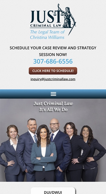 Responsive Mobile Attorney Website for Just Criminal Law