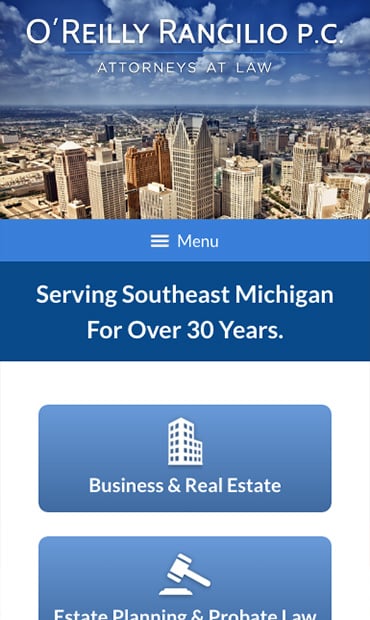 Responsive Mobile Attorney Website for O'Reilly Rancilio P.C.