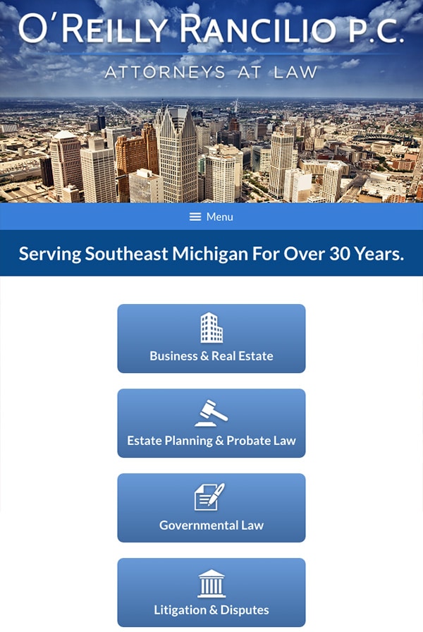 Mobile Friendly Law Firm Webiste for O'Reilly Rancilio P.C.