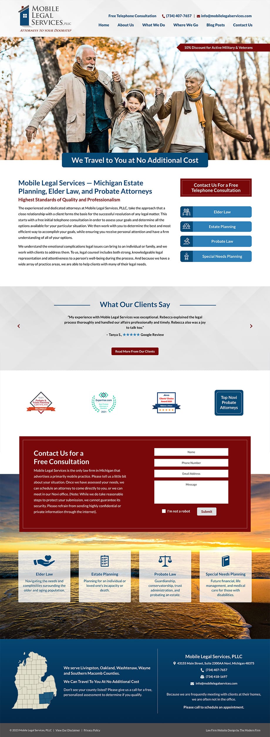 Law Firm Website Design for Mobile Legal Services, PLLC