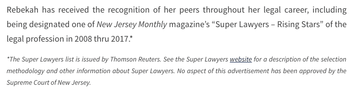 Super Lawyers Text Disclaimer