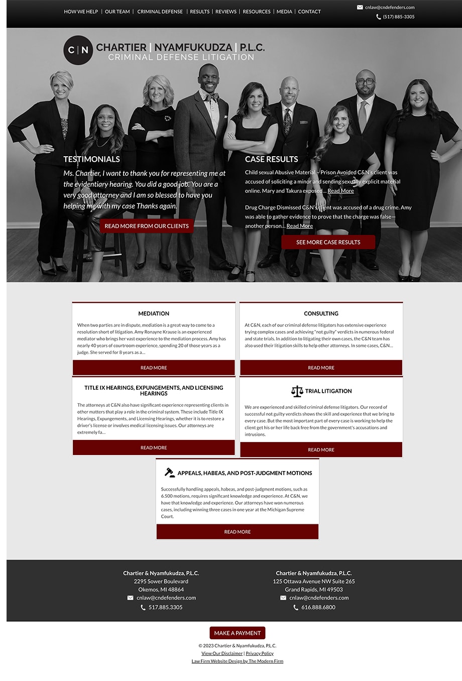 Law Firm Website Design for Chartier & Nyamfukudza, P.L.C.