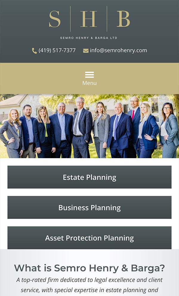 Mobile Friendly Law Firm Webiste for Semro Henry & Barga Ltd.