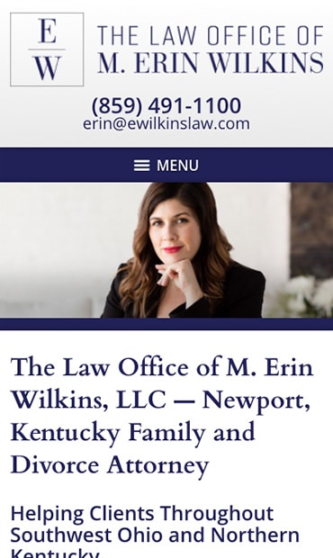 Responsive Mobile Attorney Website for Law Office of M. Erin Wilkins, LLC