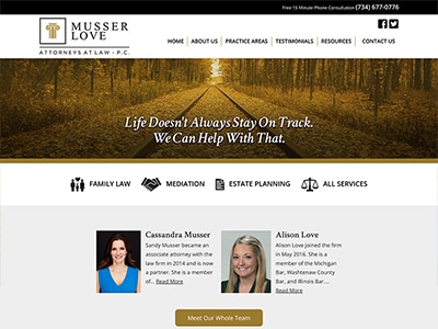 Law Firm Website design for Musser Love, P.C.