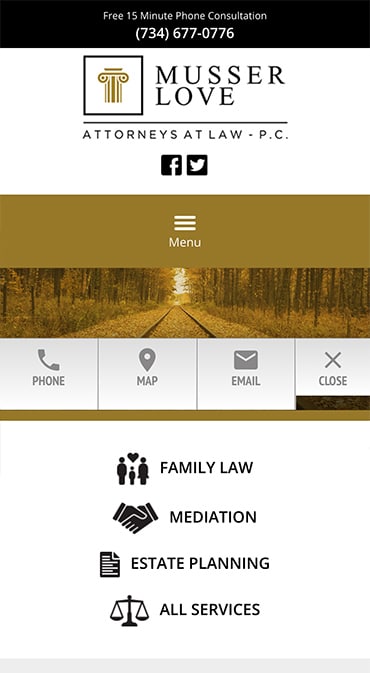 Responsive Mobile Attorney Website for Musser Love, P.C.