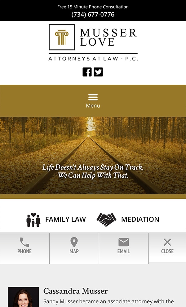 Mobile Friendly Law Firm Webiste for Musser Love, P.C.