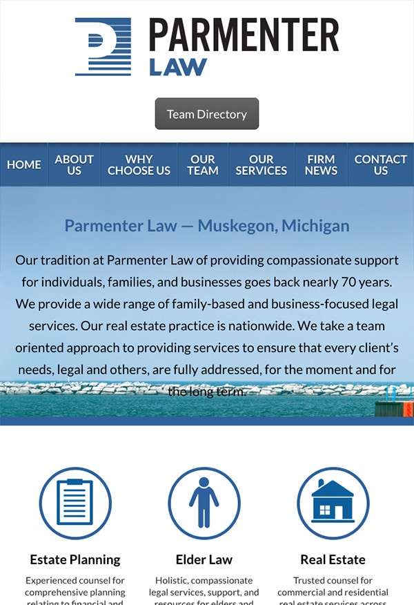 Mobile Friendly Law Firm Webiste for Parmenter Law