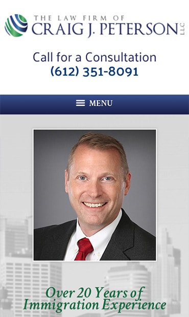 Responsive Mobile Attorney Website for The Law Firm of Craig J. Peterson L.L.C.