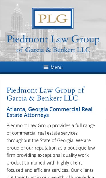 Responsive Mobile Attorney Website for Piedmont Law Group of Garcia & Benkert LLC