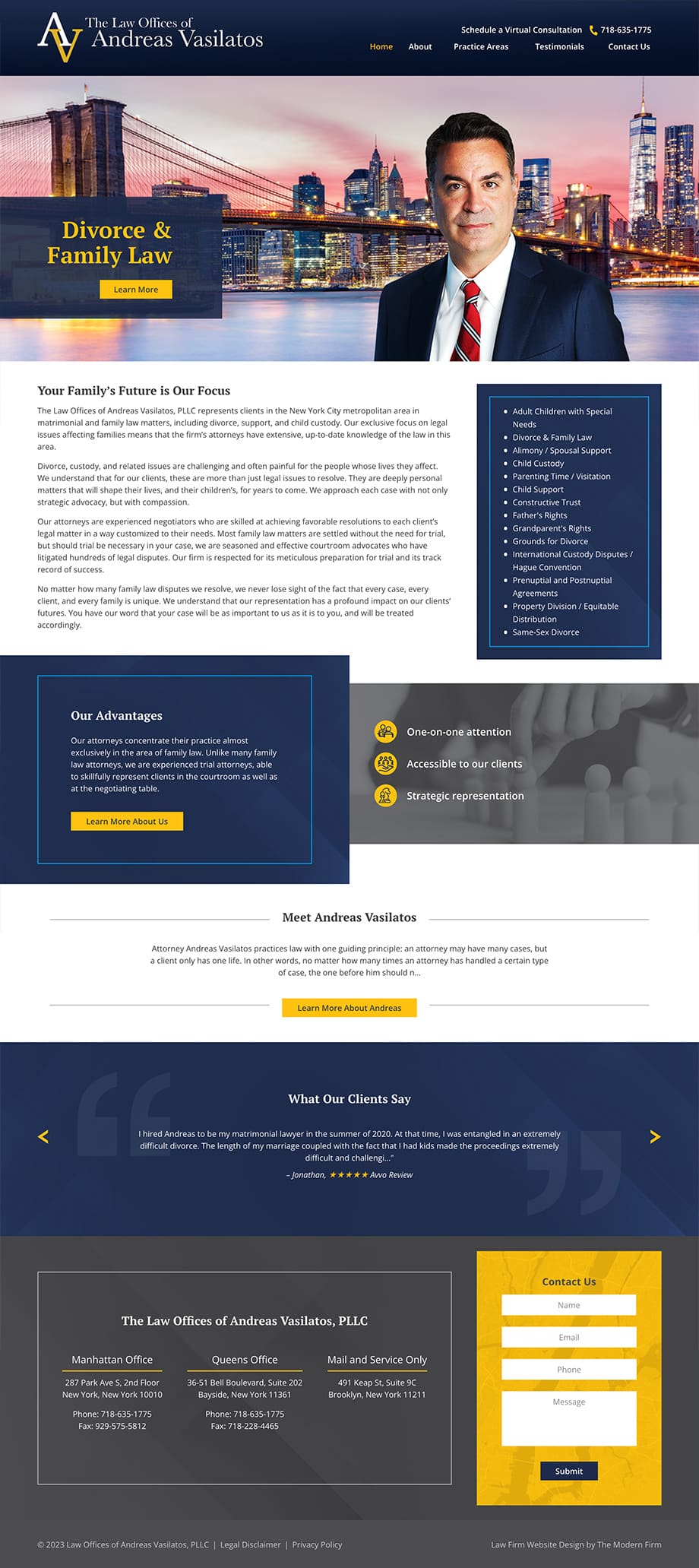 Law Firm Website Design for Law Offices of Andreas Vasilatos, PLLC