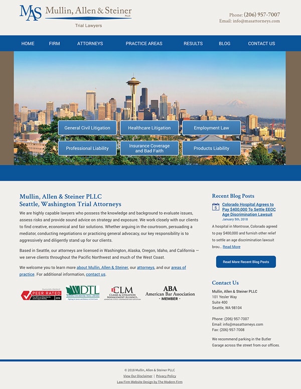 Law Firm Website Design for Mullin, Allen & Steiner PLLC