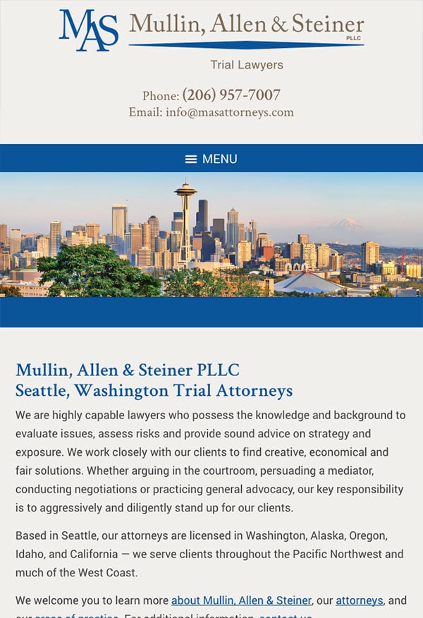 Mobile Friendly Law Firm Webiste for Mullin, Allen & Steiner PLLC