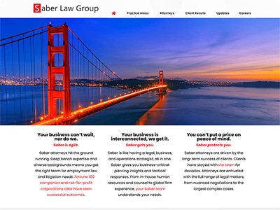 Law Firm Website design for Saber Law Group