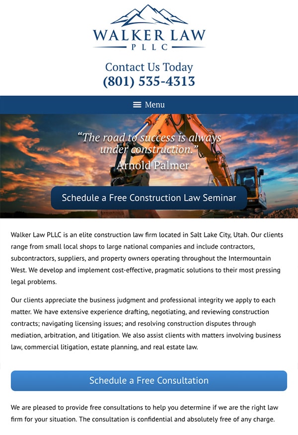 Mobile Friendly Law Firm Webiste for Walker Law PLLC