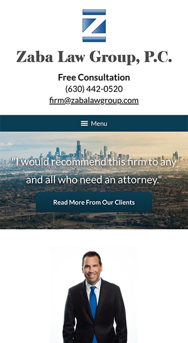 Responsive Mobile Attorney Website for Zaba Law Group, P.C.