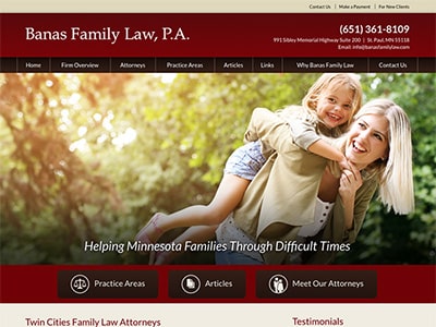 Law Firm Website design for Banas Family Law, P.A.