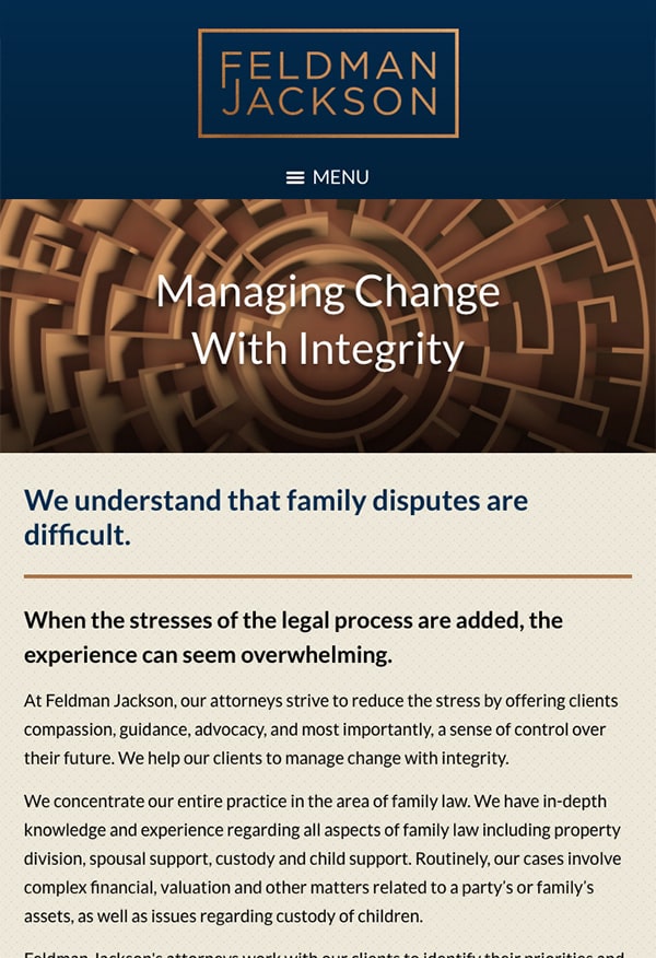 Mobile Friendly Law Firm Webiste for Feldman Jackson