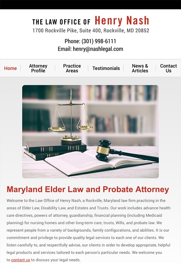 Mobile Friendly Law Firm Webiste for Law Office of Henry Nash