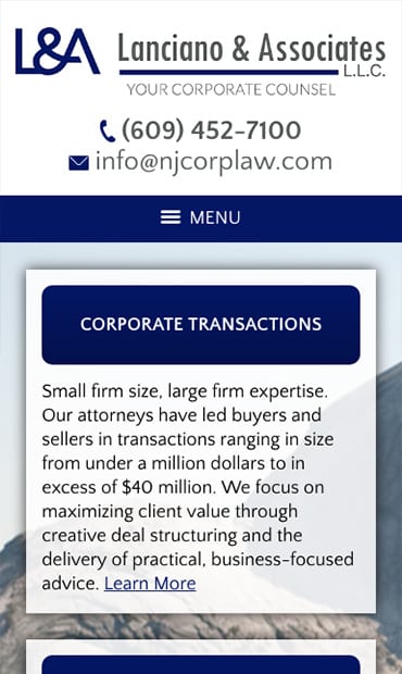 Responsive Mobile Attorney Website for Lanciano & Associates, L.L.C.