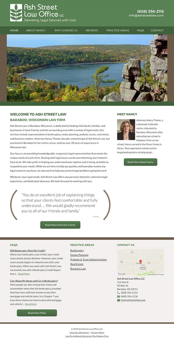 Law Firm Website Design for Ash Street Law Office LLC