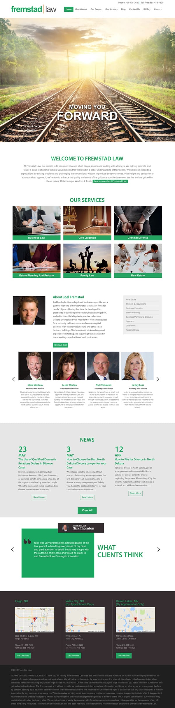 Law Firm Website Design for Fremstad Law