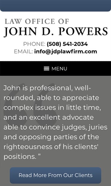 Responsive Mobile Attorney Website for Law Office of John D. Powers