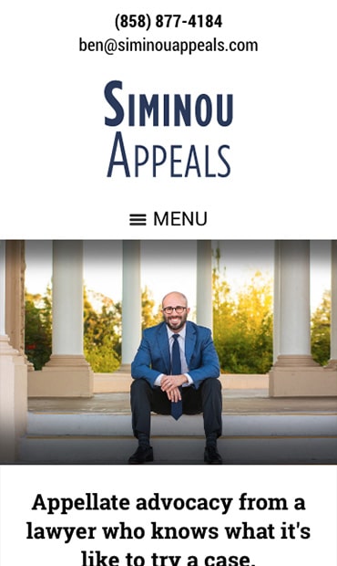 Responsive Mobile Attorney Website for Siminou Appeals, Inc.