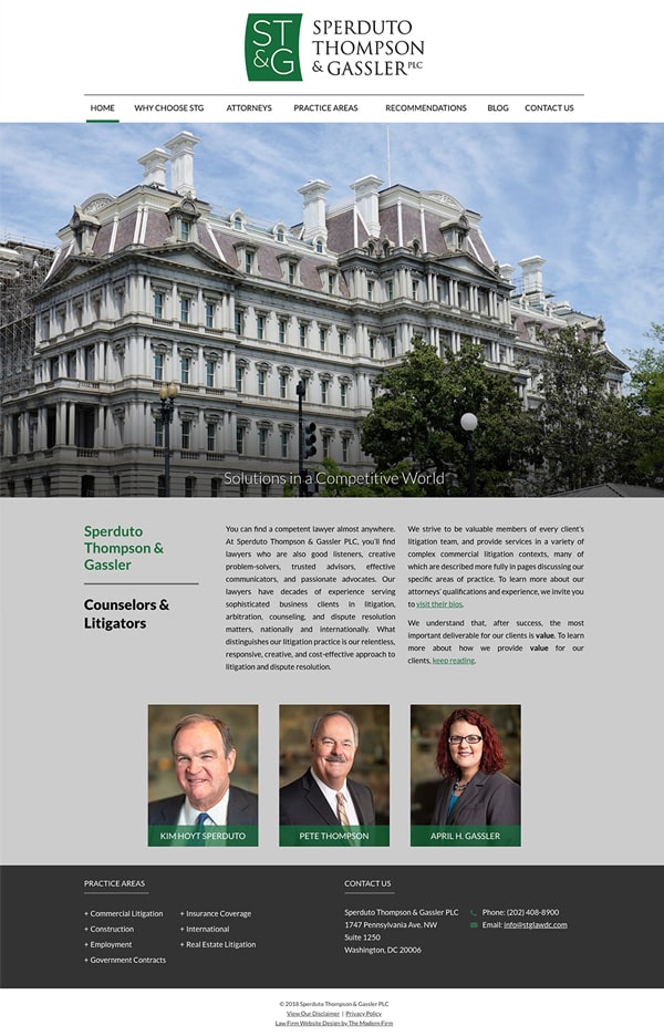 Law Firm Website Design for Sperduto Thompson & Gassler PLC