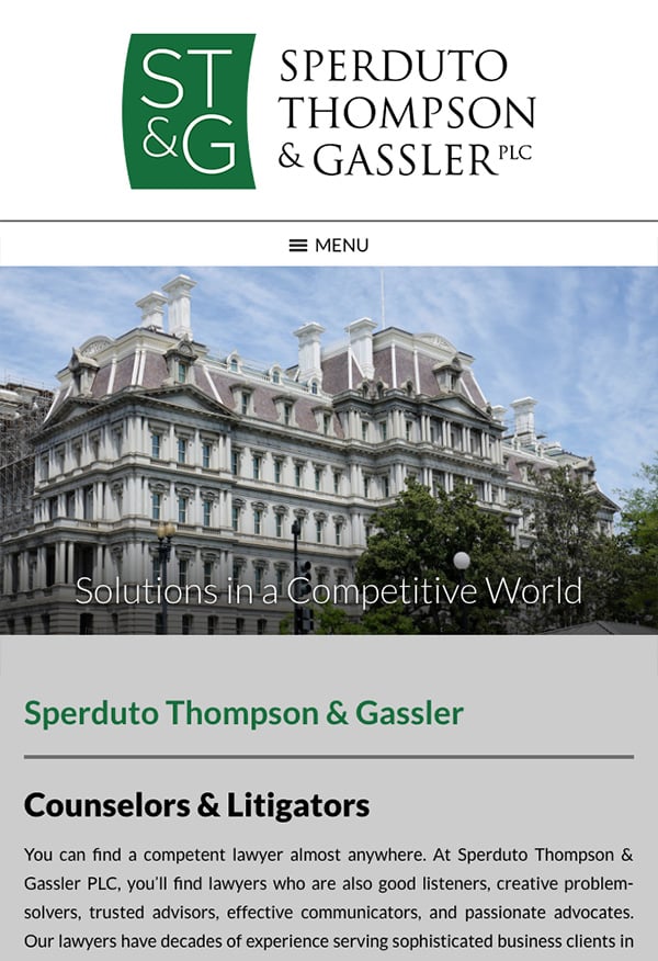 Mobile Friendly Law Firm Webiste for Sperduto Thompson & Gassler PLC