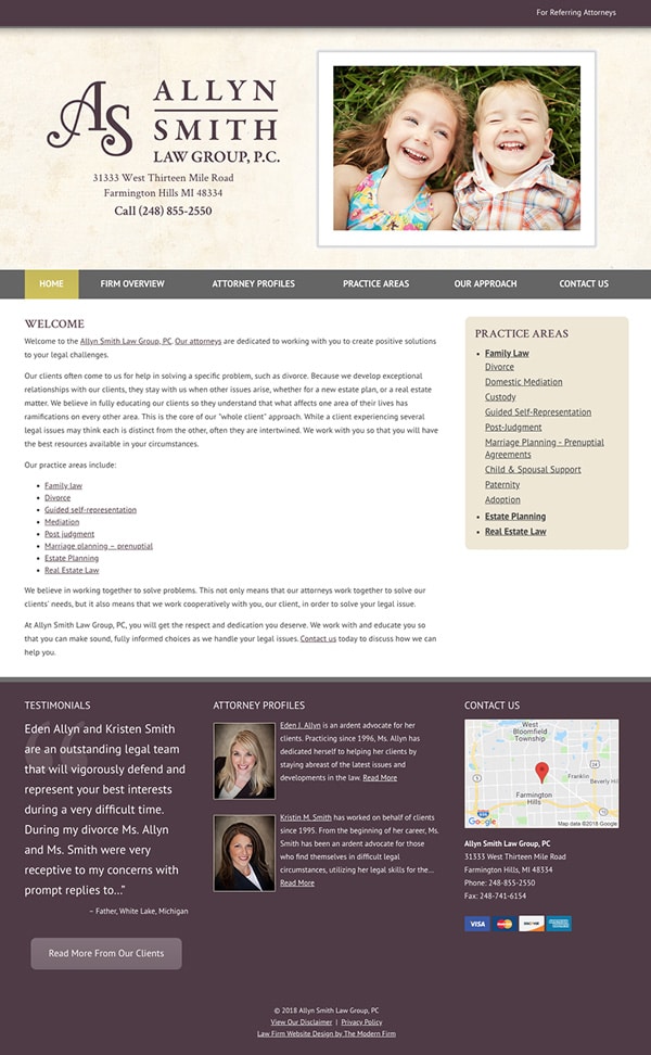 Law Firm Website Design for Allyn Smith Law Group, PC