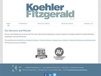 Law Firm Website design for Koehler Fitzgerald LLC