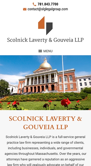 Responsive Mobile Attorney Website for Scolnick Laverty & Gouveia LLP