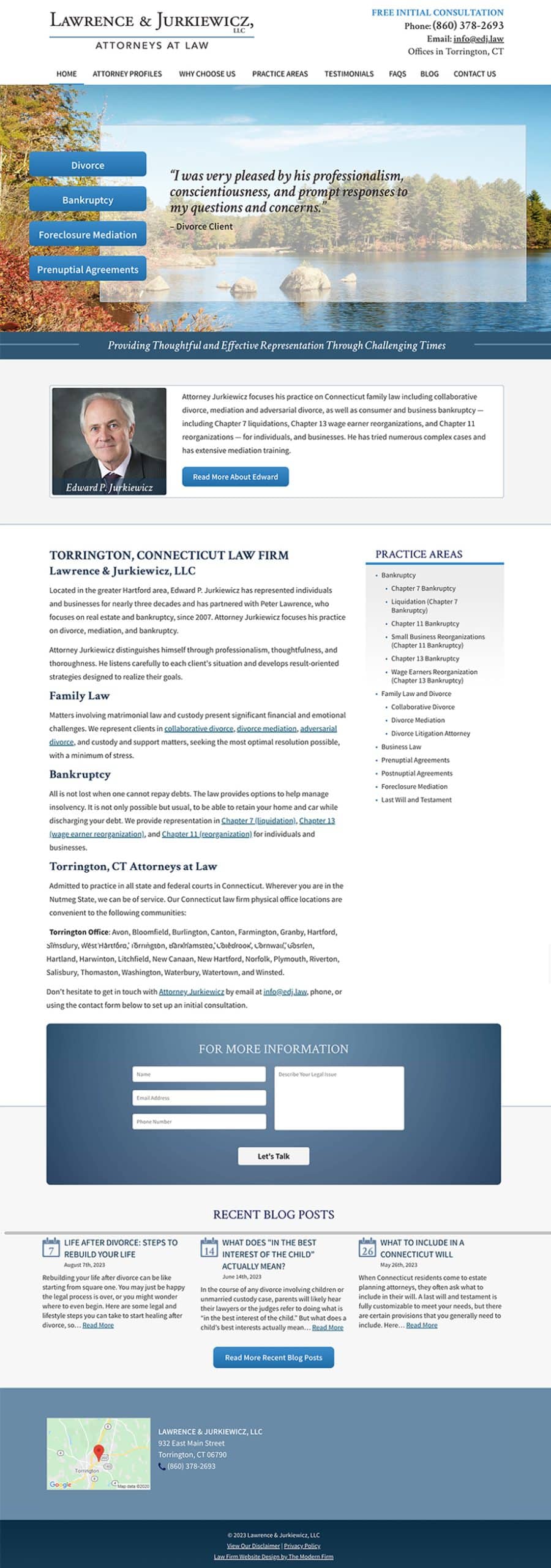 Law Firm Website Design for Lawrence & Jurkiewicz, LLC