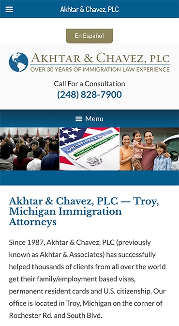 Responsive Mobile Attorney Website for Akhtar & Chavez, PLC